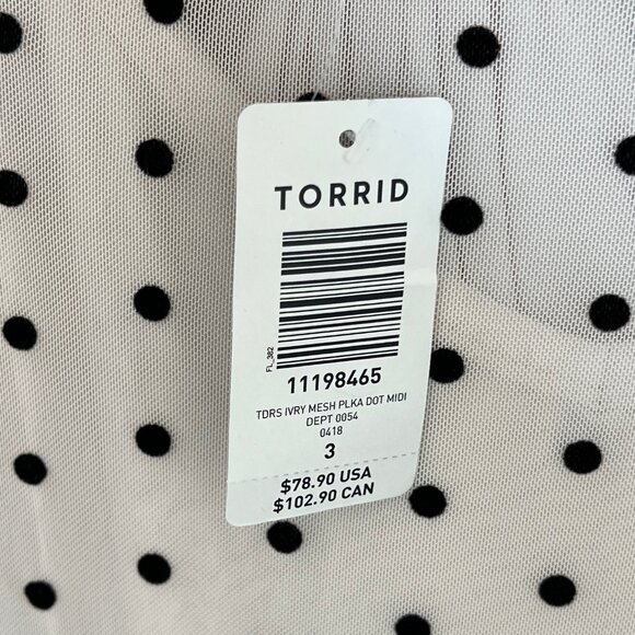 Torrid White Mesh Polka Dot Dress - Picture 3 of 3